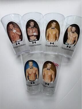 Chippendale Plastic Drinking Glasses, Six, Rio Las Vegas, Male Strippers